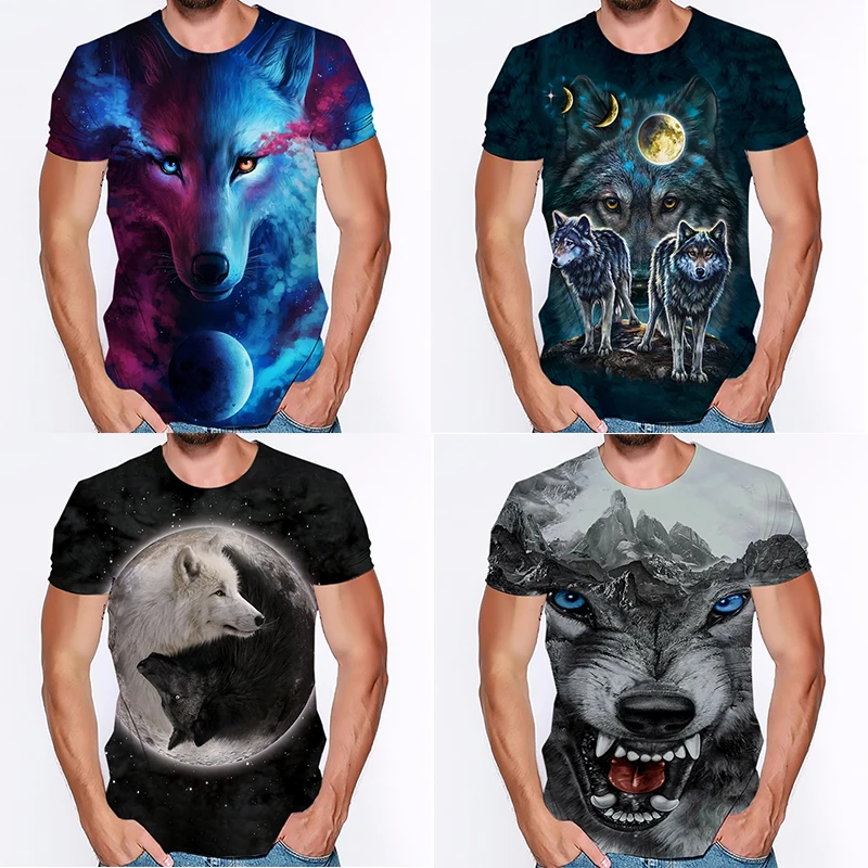 

Summer Men Cool Wolf T Shirt O-neck 3D Print Animals Tshirt Male Harajuku Streetwear T-shirt Unisex Tee Tops Camiseta Hombre