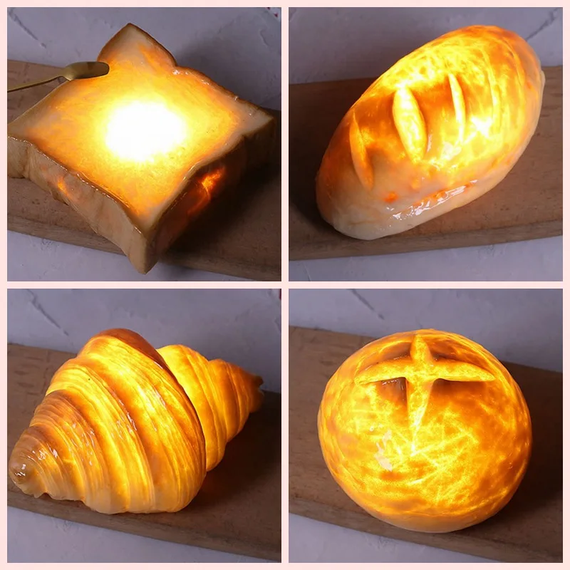 

Creative Simulation Bread Light Fun Home Croissant LED Bread Night Light Figure Collection Model Kids Toys Doll Gifts