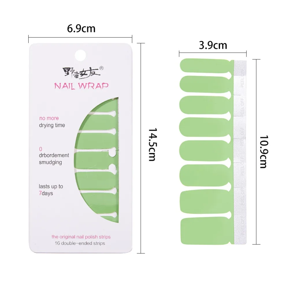 

1 Sheet Nail Art Sticker Polish Strips Double Ended Adhesive Solid Color Full Cover 3D Decals DIY Stickers Manicure