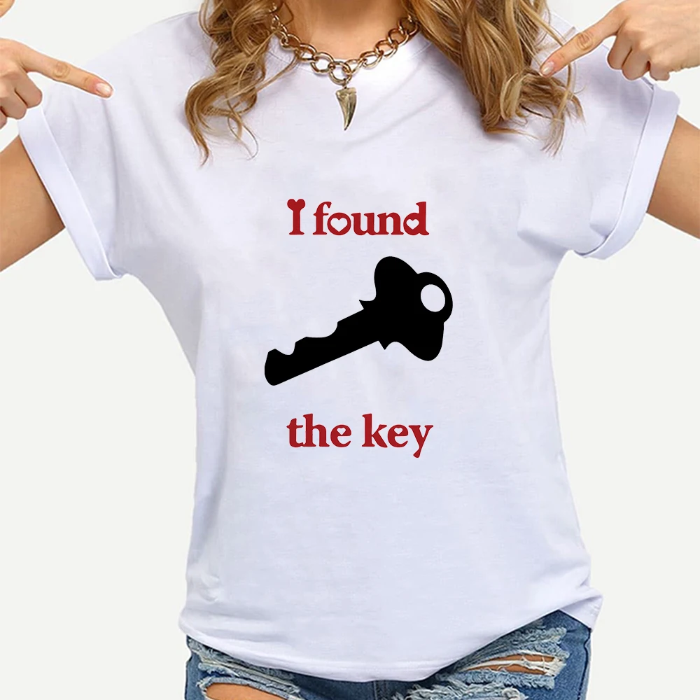 

2021 Summer Couple Tshirt I Found the key Letter Printed Women T-shirts Y2k Fashion Couples Matching Clothing Harajuku Plus Size