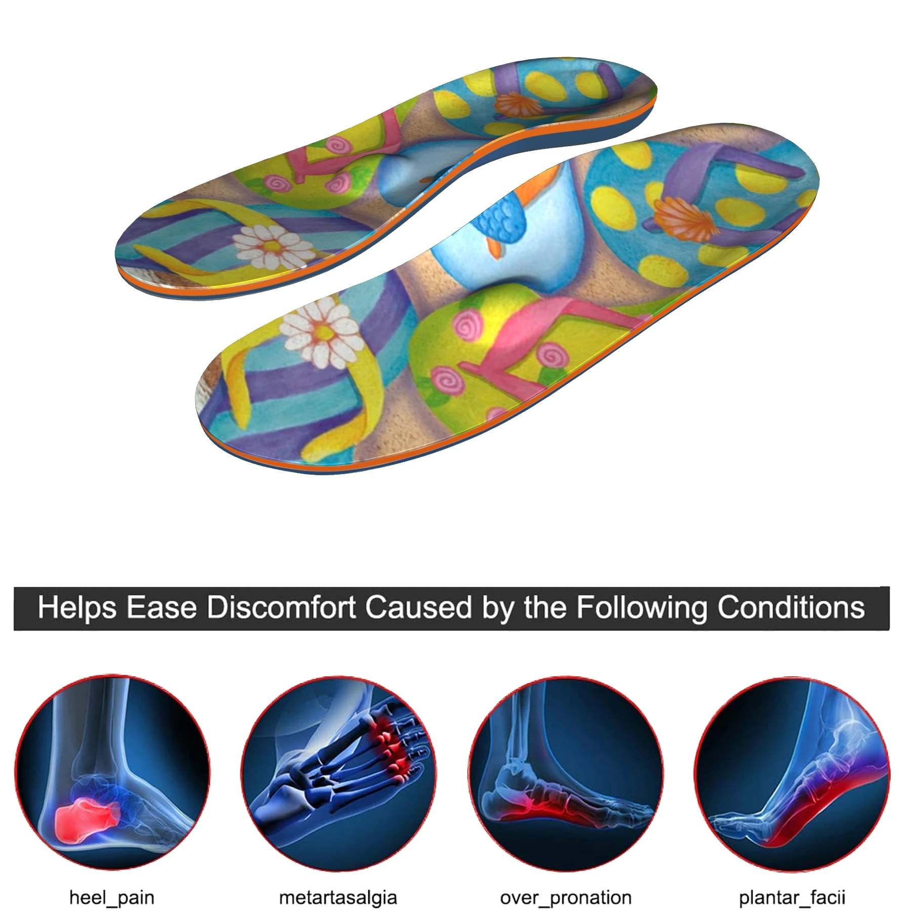 EVA Material Creative Design Running Shock Absorption Orthopedic Arch Support Insole High Arch Foot Metatarsal Support Heel Pain