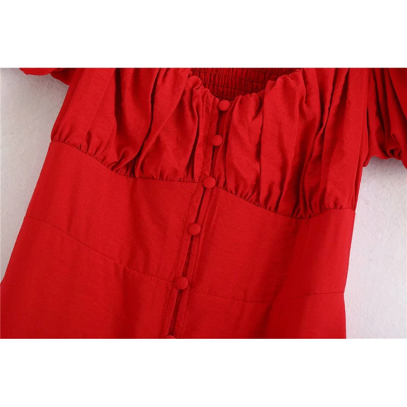 Женское Элегантное Длинное Платье на пуговицах винтажное красное платье с