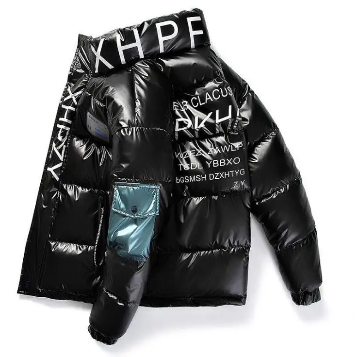 Зимняя парная куртка короткая Серебристая блестящая Мужская и Женская Толстая