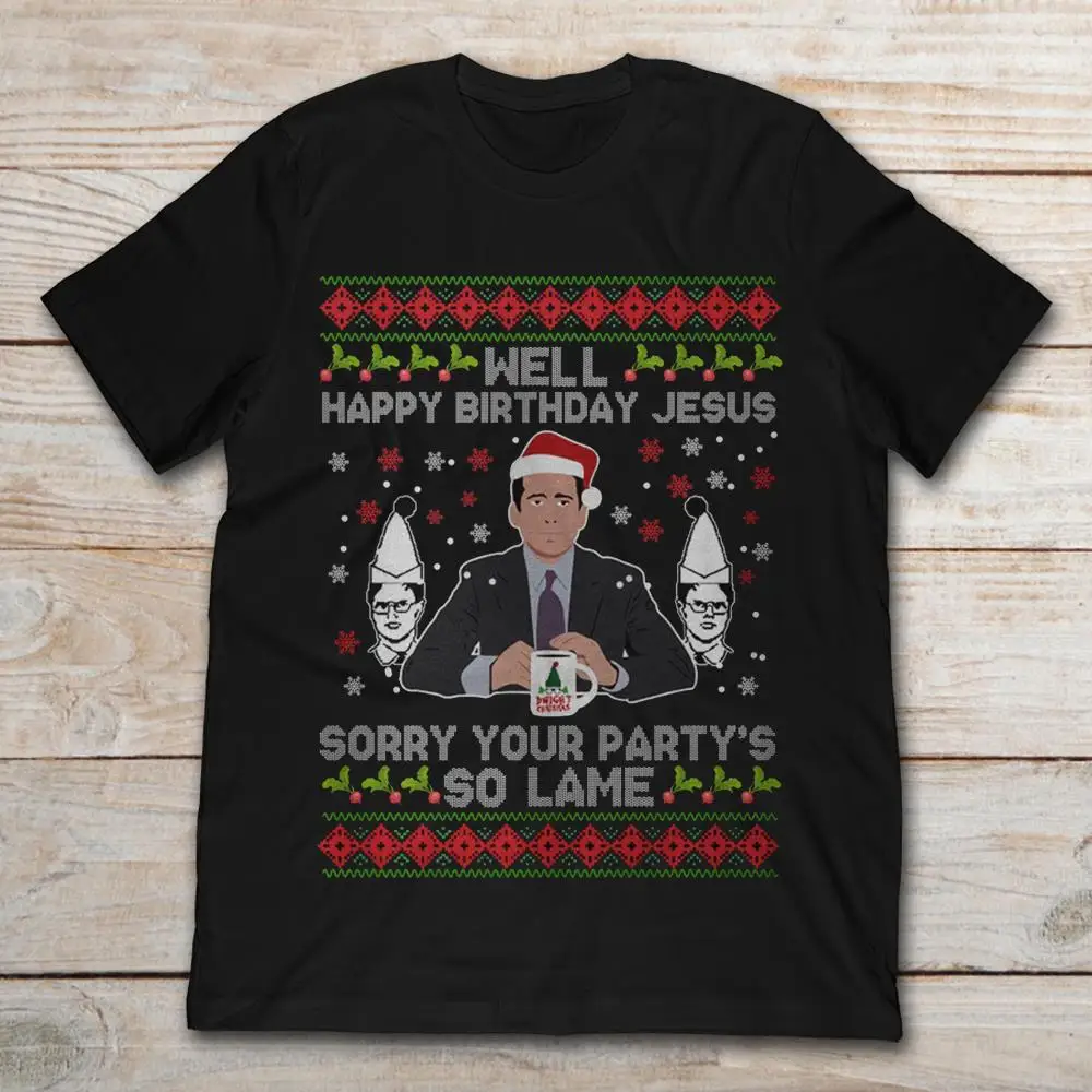 Micheelharajuku/уличная рубашка для мужчин футболка с надписью Happy Birthday Jesus Sorry Your Party's So