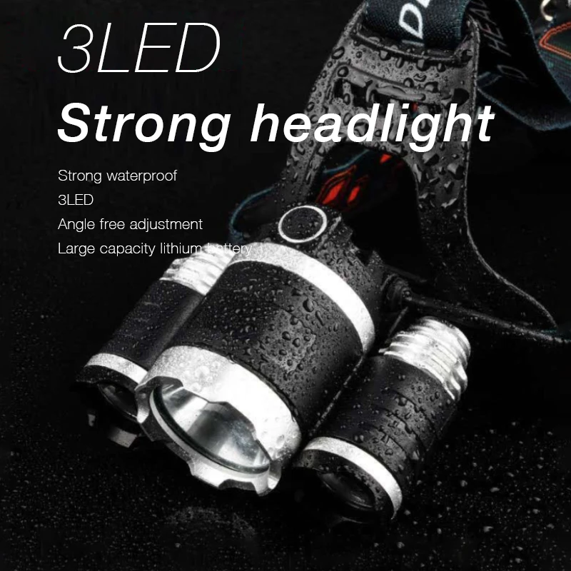

LED Headlight Rechargeable Waterproof Zoom LED Camping Lamp Fishing EU T6 HighPower SOS Motorcycle Portable Head Lamp Outdoor
