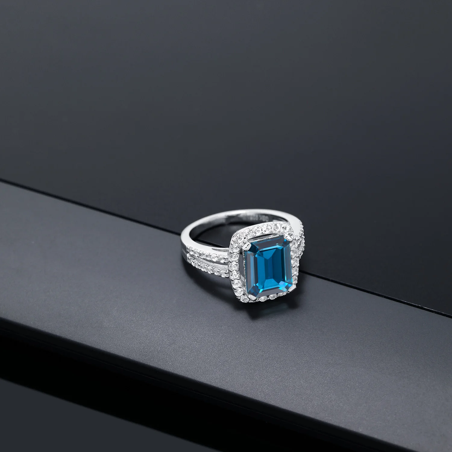 Драгоценный камень 4 62 карат восьмиугольник Лондон Голубой топаз Серебро 925 пробы