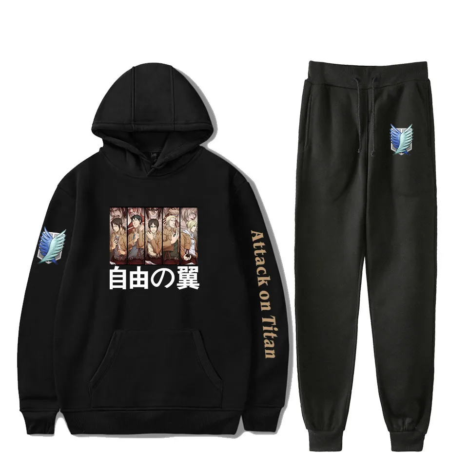 

Anime Attack on Titan Tracksuit Men Set Shingeki No Kyojin Print Two Piece Set Top and Pants Sweat Suit Male Sporting Suits