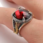 Кольцо мужское Винтажное с красным цирконом, оригинальное Ювелирное Украшение в стиле панк, властителя, коготь дракона, с отверстиями