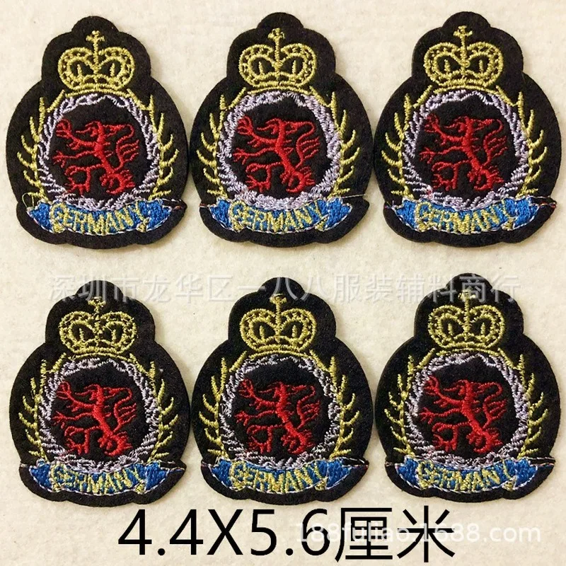 

100 шт./лот нашивки с вышивкой аксессуары для украшения одежды Симпатичные животные Красная корона льва теплопередающая аппликация