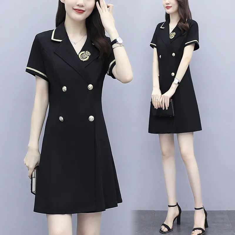 Летнее Новое корейское платье для женщин тонкое с коротким рукавом женское