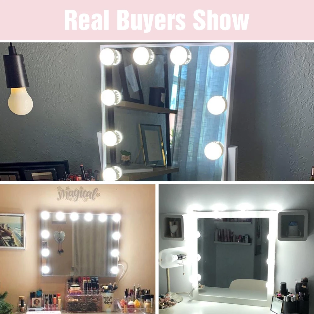 

Hand Sweep Mirror Bulb 12V USB LED Dressing Table Lamp Vanity Light 2 6 10 14 Cosmetic Light Makeup Mirror Lighting Wall Lamp