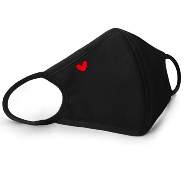Red heart 1 шт., хлопковая маска для лица с рисунком из аниме, 3D, зимние дышащие маски для мужчин и женщин, Пылезащитная маска для рта, унисекс - Цвет: Red heart