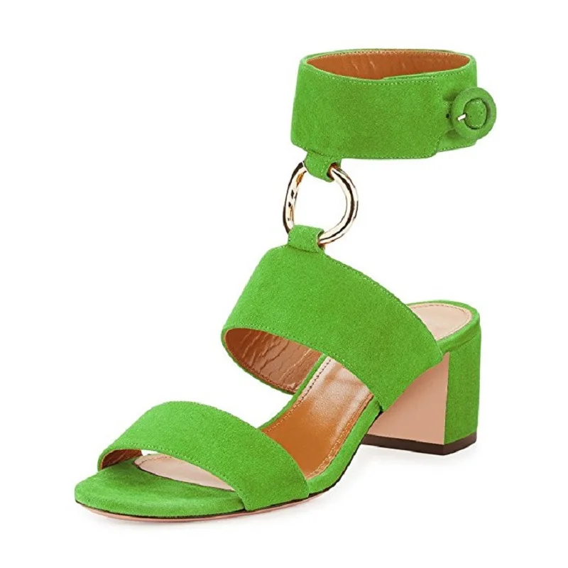 Женские босоножки с открытым носком на квадратном каблуке черного зеленого