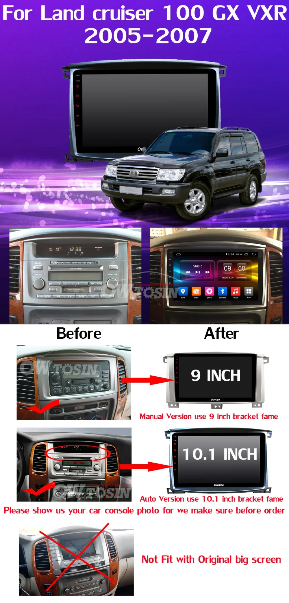 360 ° 4* AHD камера Android 9,0 8 ядерный 4G+ 64G gps радио CarPlay SPDIF DSP Автомобильный плеер для Toyota Land cruiser 100 GX VXR LC100