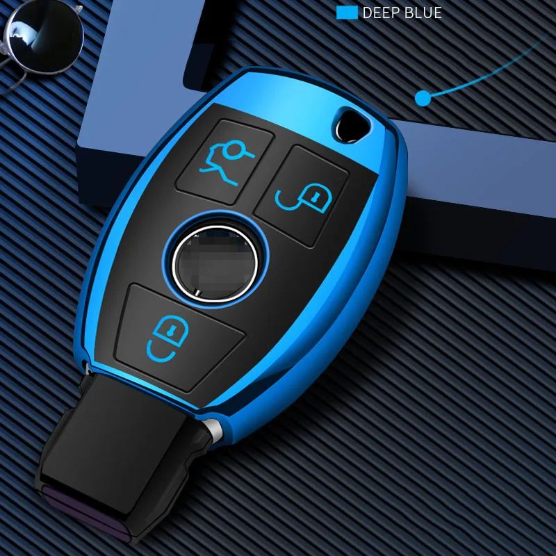 Three button Высокое качество PC+ TPU чехол для ключей защитный чехол для ключей держатель для Mercedes benz A B R G класс GLK GLA E200 E200L W176 - Название цвета: Three button