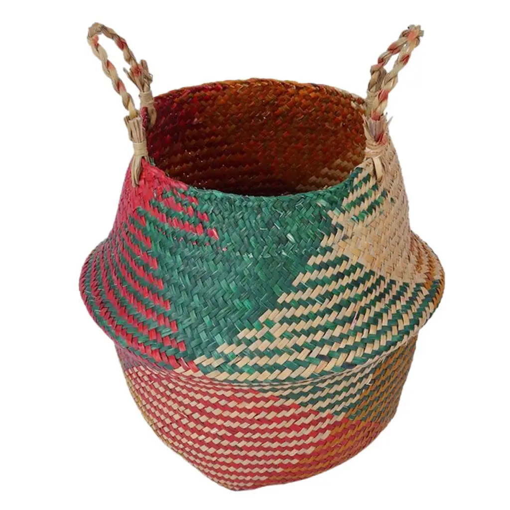 

Handmade Foldable Seagrass Woven Storage Basket Garden Flower Pot Planter Laundry Hamper Storage Basket