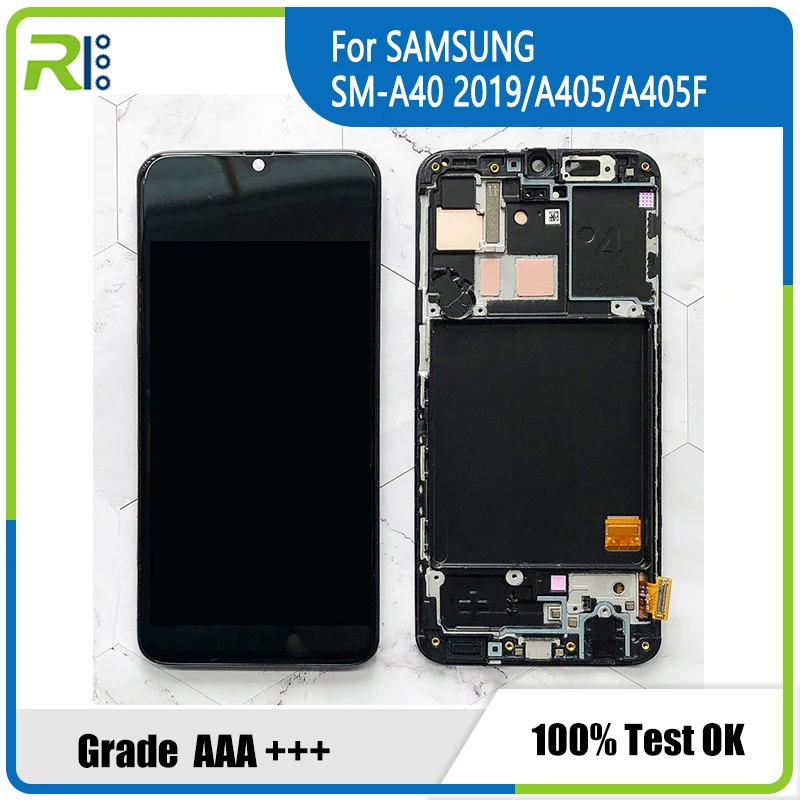 

100% Super AMOLED для Samsung A40 LCD 2019 A405 ЖК-дисплей сенсорный экран дигитайзер монтаж с рамкой запасные части для ремонта