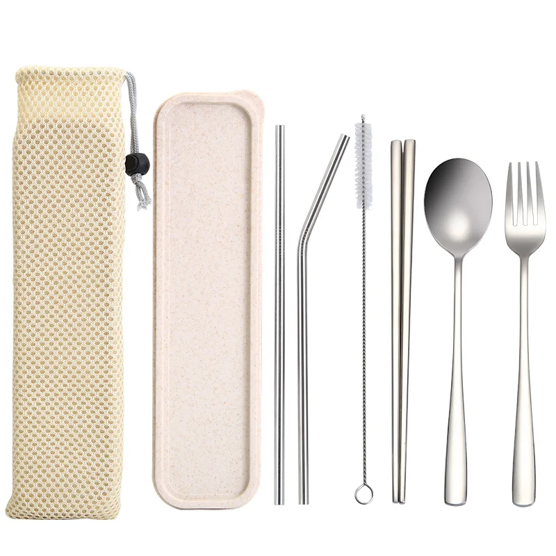 Портативный столовый прибор из нержавеющей стали семейный набор столовых