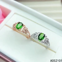 kjjeaxcmy fine jewelry s925 sterling silver inlaid natural diopside new girl noble gemstone ring support test chinese style