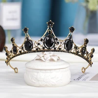 female baroque rhinestones black bride wedding crown bride hair accessories shining charm ball queen crown