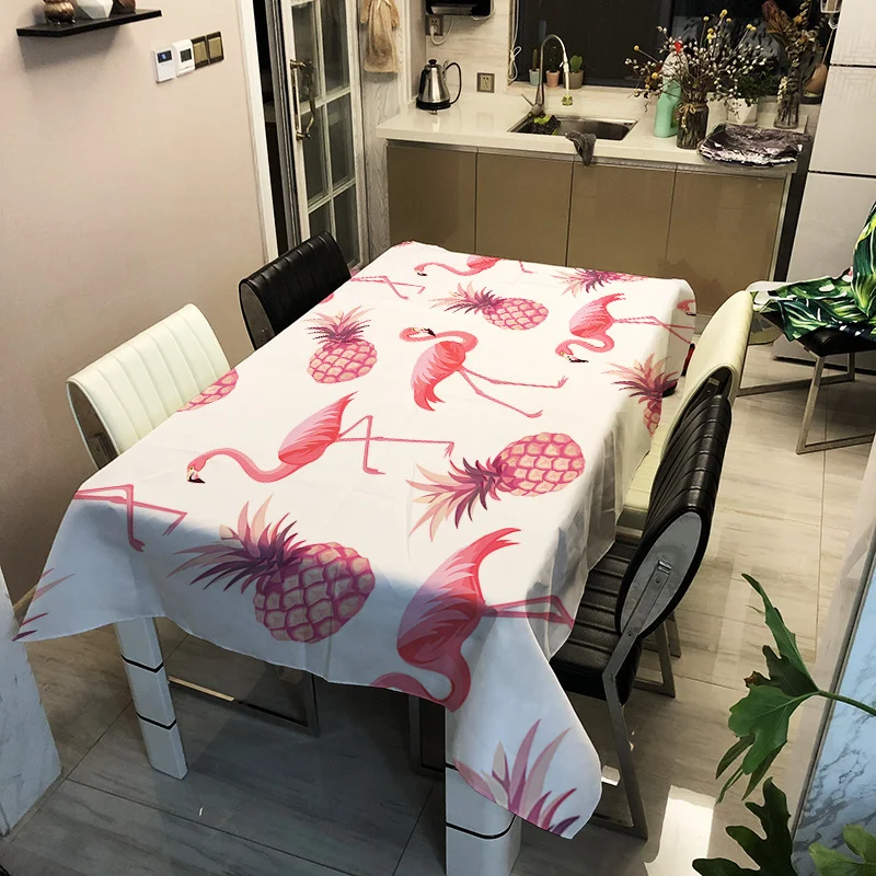 

Waterproof household printing small red bird pattern washable tablecloth