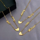 Пользовательские сердца двух цепочки с кулонами с именами для женщин; Цвет золотистый, серебристый Цвет из нержавеющей стали для украшений ручной работы женские индивидуальное подвесное ожерелье ювелирные изделия