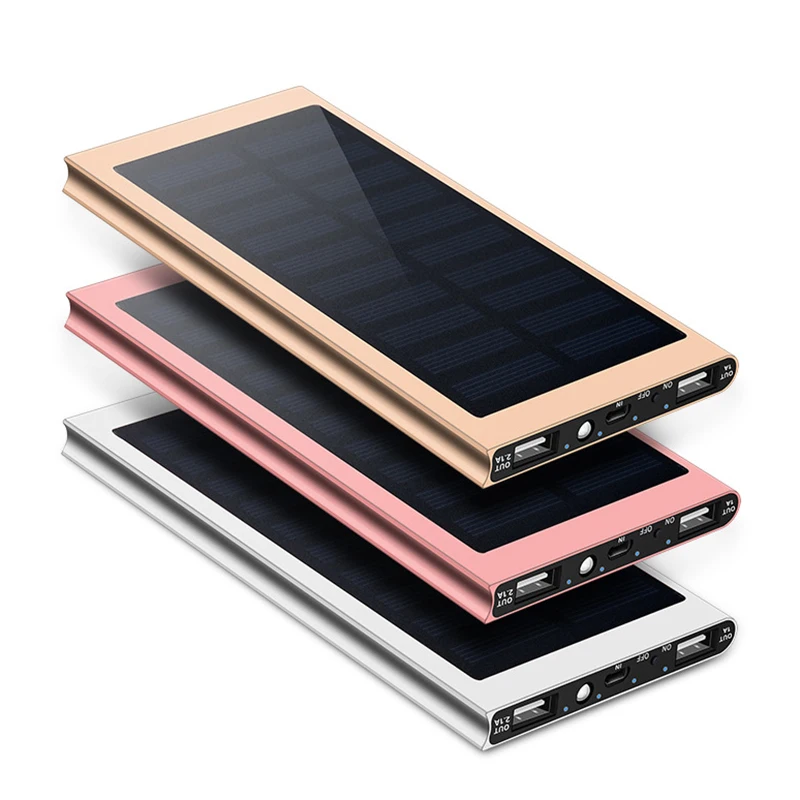 20000mah Солнечная банка мощности внешняя батарея Зарядка Dual USB Power Bank портативный