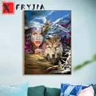 Алмазная живопись сделай сам, абстрактная художественная Алмазная мозаика с изображением волка, женщины, лица, полностью квадратная, круглая, алмазная вышивка, мозаика, домашний декор