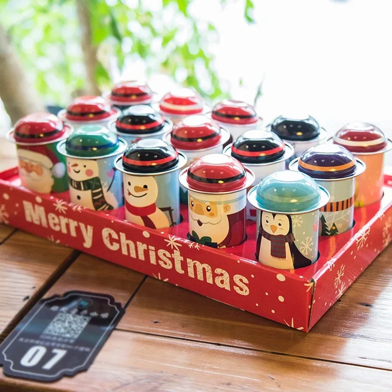 Рождественская коробка для конфет Круглые Железные подарочные коробки вечерние