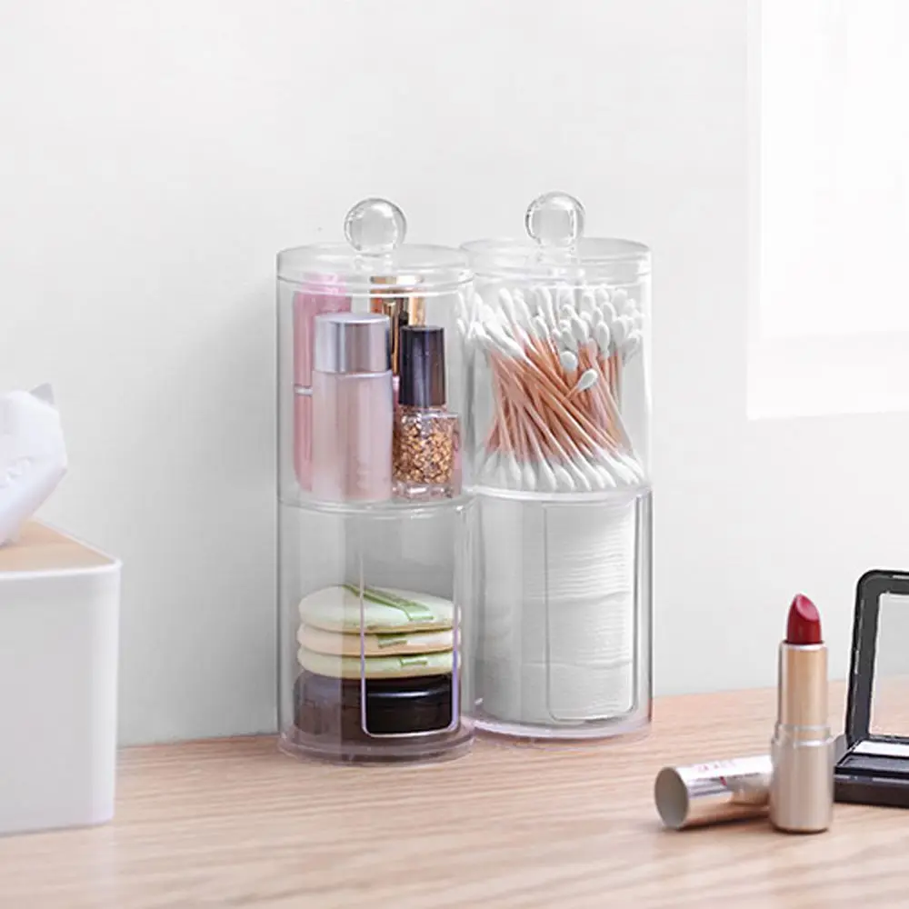Круглый пластиковый прозрачный косметический Чехол 1 ячейка ватная коробка для
