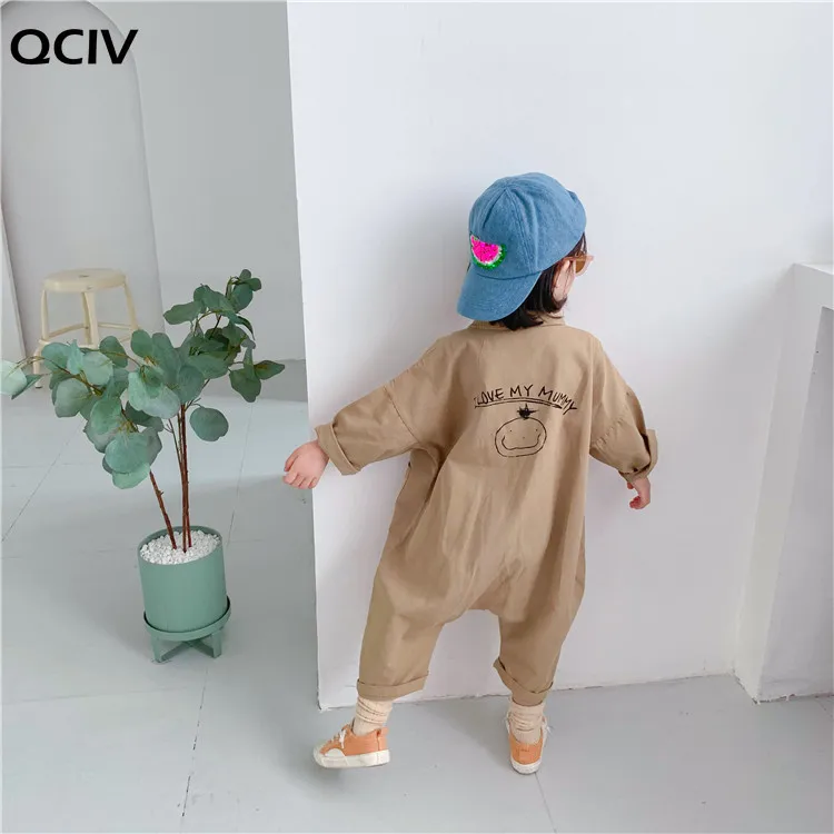 

Children Clothing Jumpsuit Autumn Pocket Boys Girls Casual Letter Tooling Denim Kids Clothes Toddler Boys Girls
