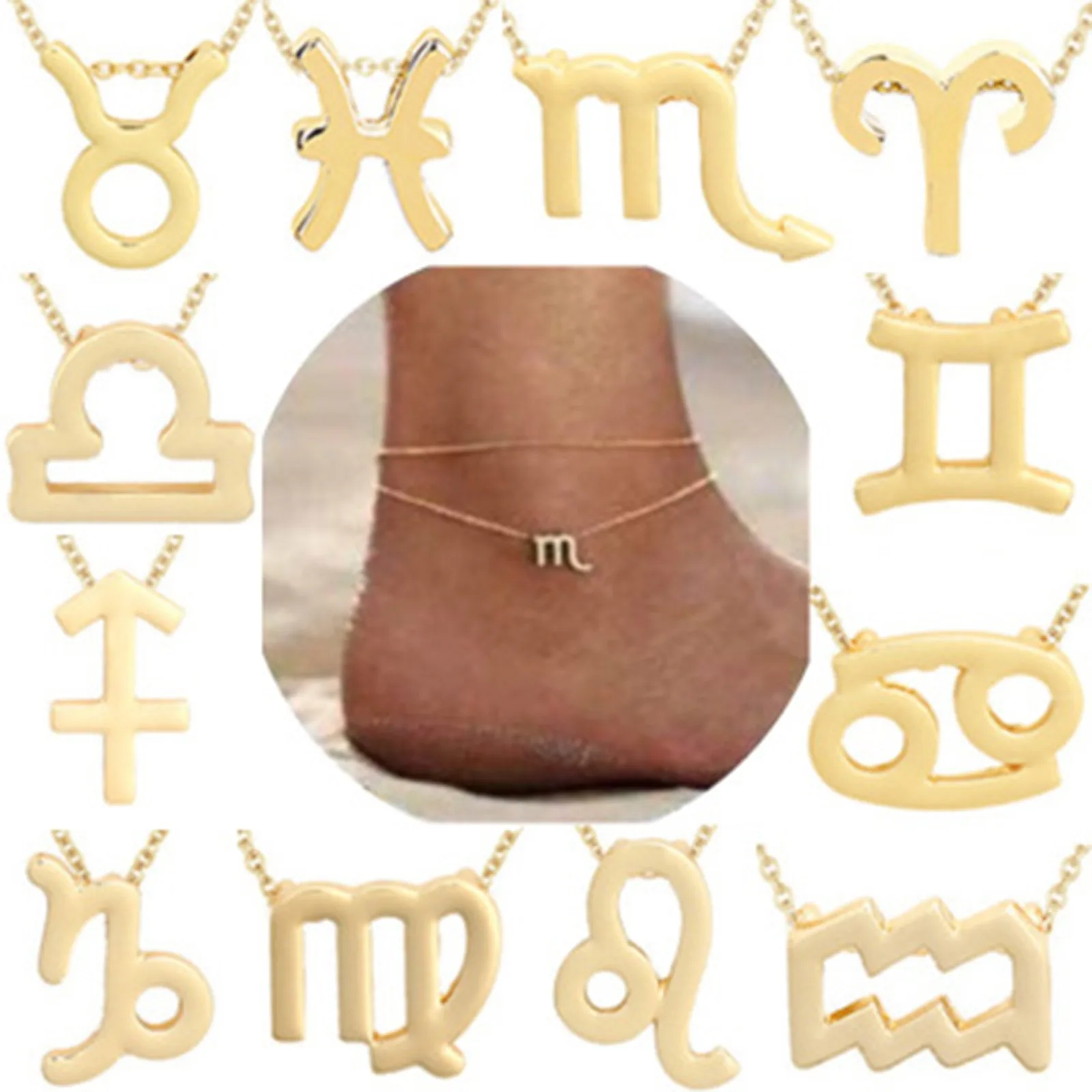 

Stainless Steel Zodiac Anklets Bracelets For Women 2021 Simple 12 Constellations Foot Jewelry Double Layer Ankle Bracelet Gifts