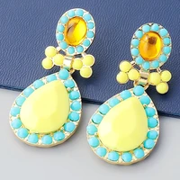 high quality acrylic fluorescent color drop earrings woman resin short bohemian small sweet fashion trend jewelry accessories