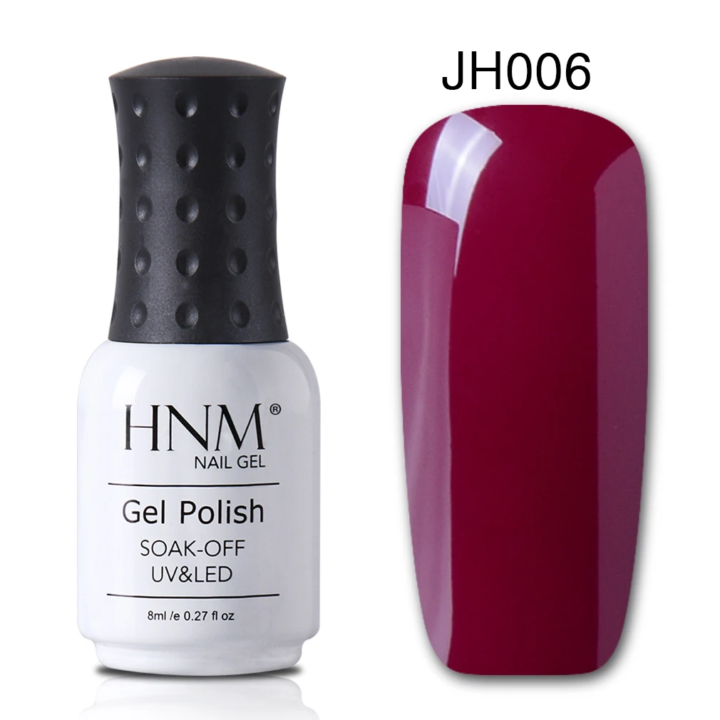 wine red 006 HNM 8 мл серый фиолетовый серия цвет уф-гель для ногтей светодиодный лампа гель-лак замачиваемый гибридный лак краска штамповка топ основа лак - Цвет: wine red 006