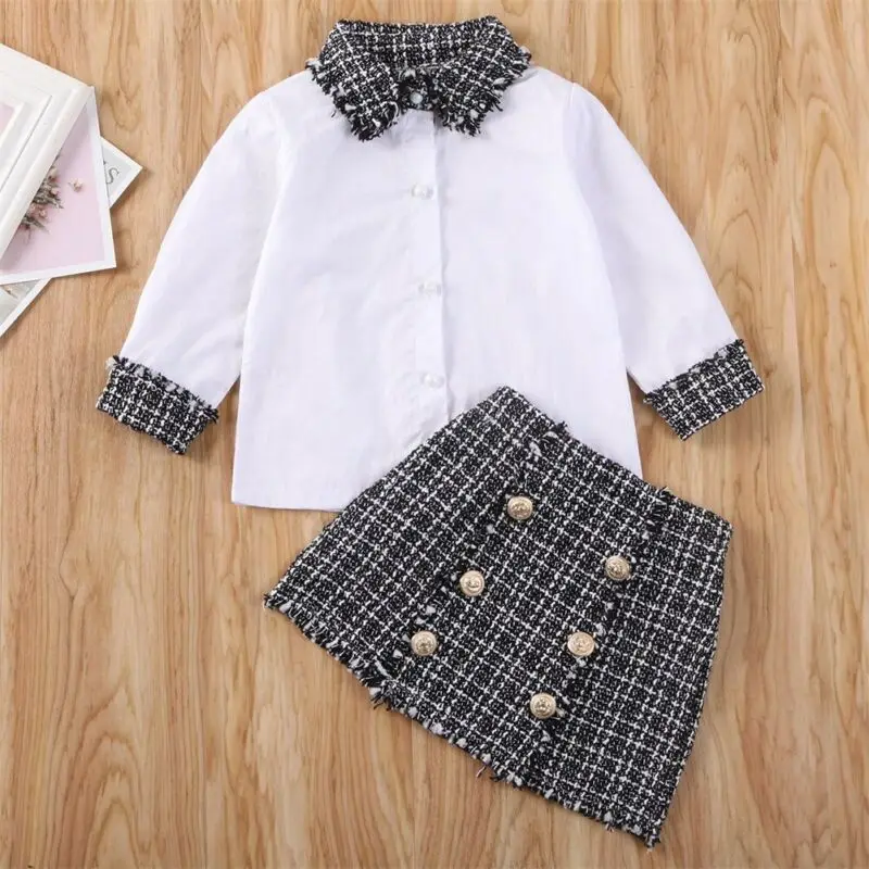 1-6T Toddler Kids Baby Girls Spring Clothes set Long Sleeve T-shirt Top Knitted Skirts Dress Set Elegant Cute Party Sweet Outfit | Детская