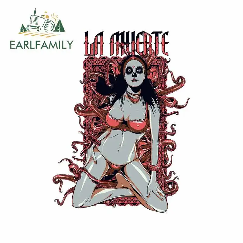 

EARLFAMILY 13cm x 9.8cm for La Muerte Girl Motorcycle Car Bumper Window Stickers Vinyl Scratch-proof Custom Printing Decal