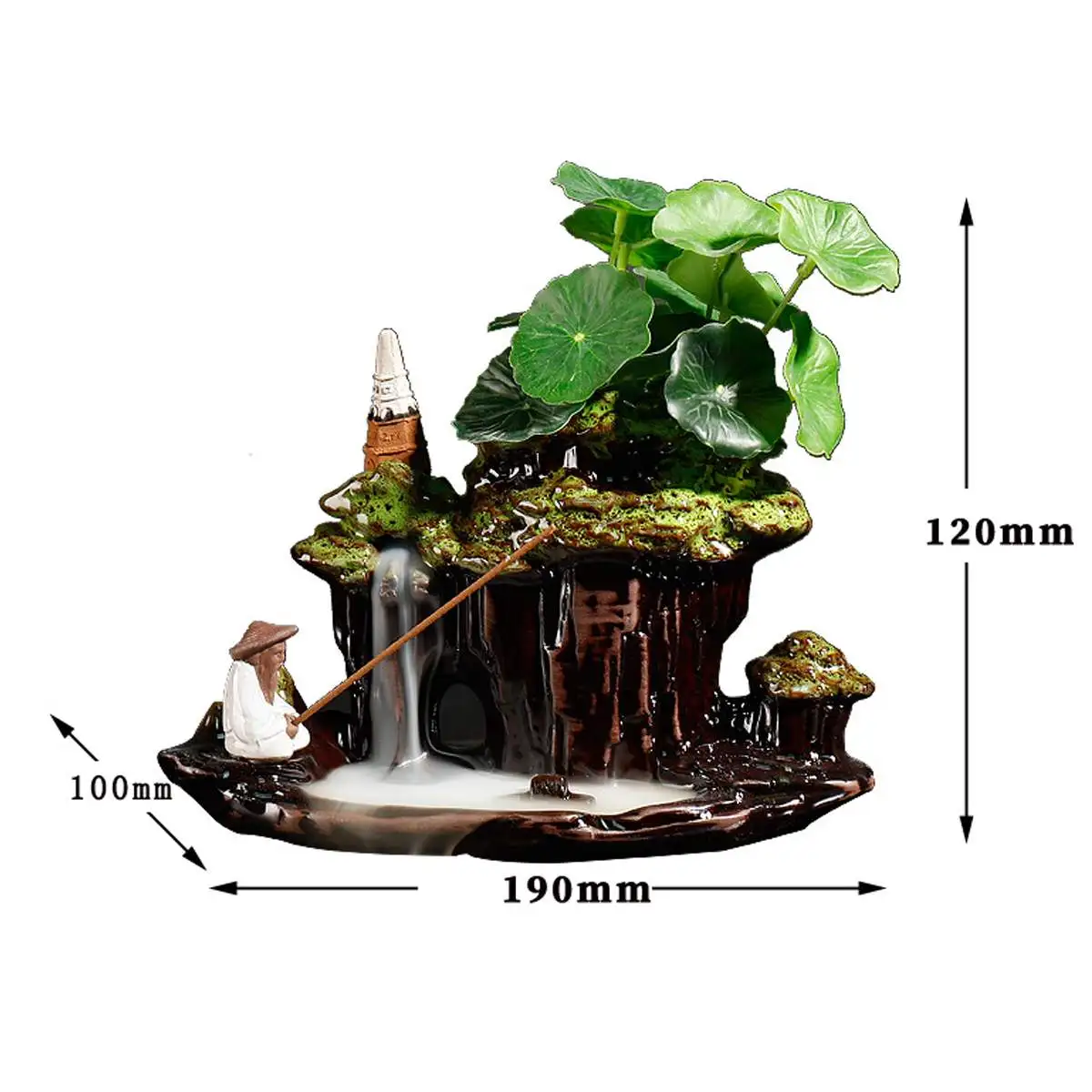 

Reverse Waterfall Smoke Incense Burner with 20 Cones Backflow Incense Burner Holder Christmas home Decoration