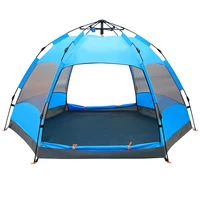 automatic double layer hydraulic two door four window 5 8 people hexagonal outdoor camping ventilation tent free to build