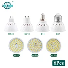 6 шт., светодиодные лампы MR16 GU10 E27 E14 110 В 220 В 48 60 80 светодиосветодиодный s SMD2835