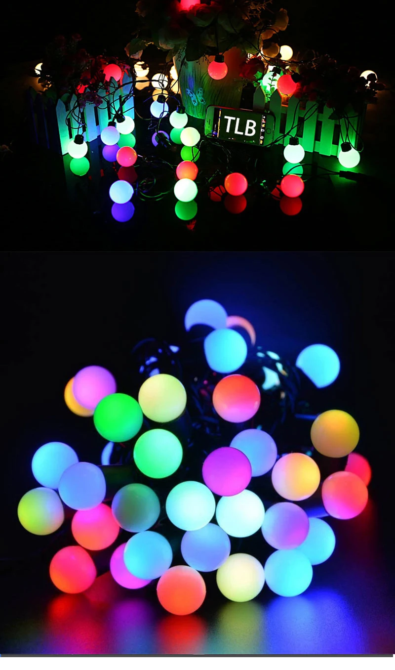 Новинка, уличное освещение, RGB светодиодный шар, гирлянды, черный провод, Рождественские огни, фея, свадьба, сад, подвеска, гирлянда