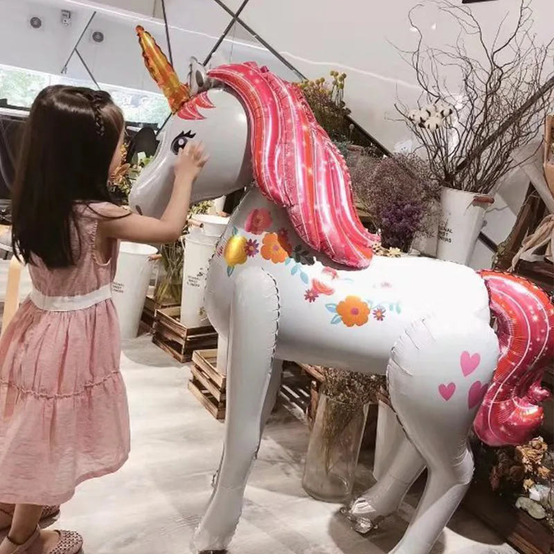 

3D super large three-dimensional Unicorn aluminum film balloon birthday party decoration cartoon animal balloon 120cm