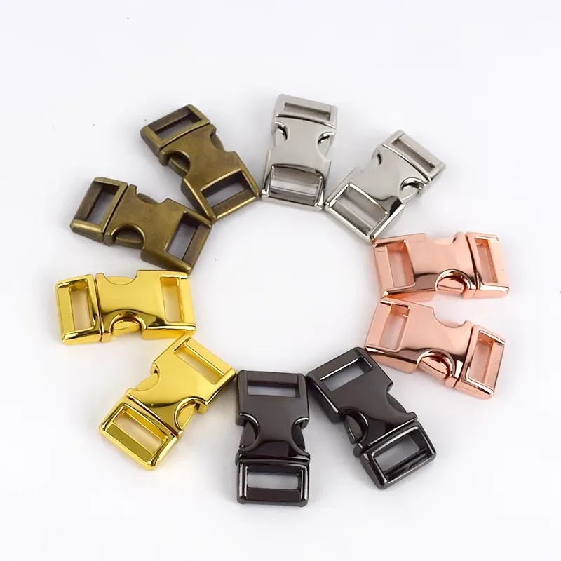 

Meetee Metal Side Release Buckle 10mm Paracord Bracelet Buckle Dog Collar Webbing Belt Clip Clasp for Bags DIY Leathercraft H6-2