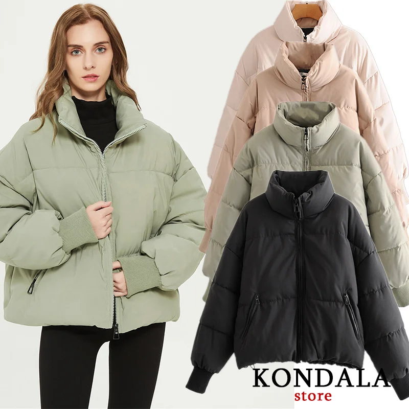 

Осенне-зимние женские куртки Za, утепленная уличная одежда, женские пальто с длинными рукавами летучая мышь и карманами, женские топы
