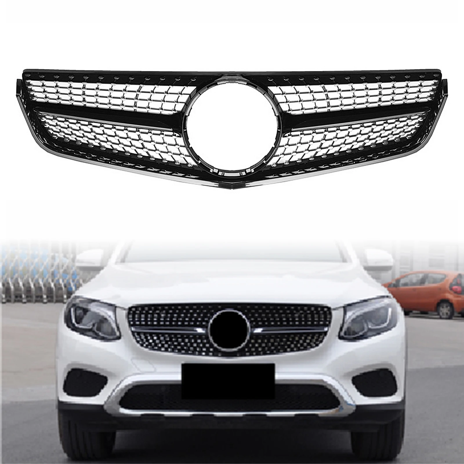 

Front Grill Grille For Mercedes Benz E Class W207 C207 Coupe 2009-2013 Black Diamond Look Car Upper Bumper Hood Mesh Replacement