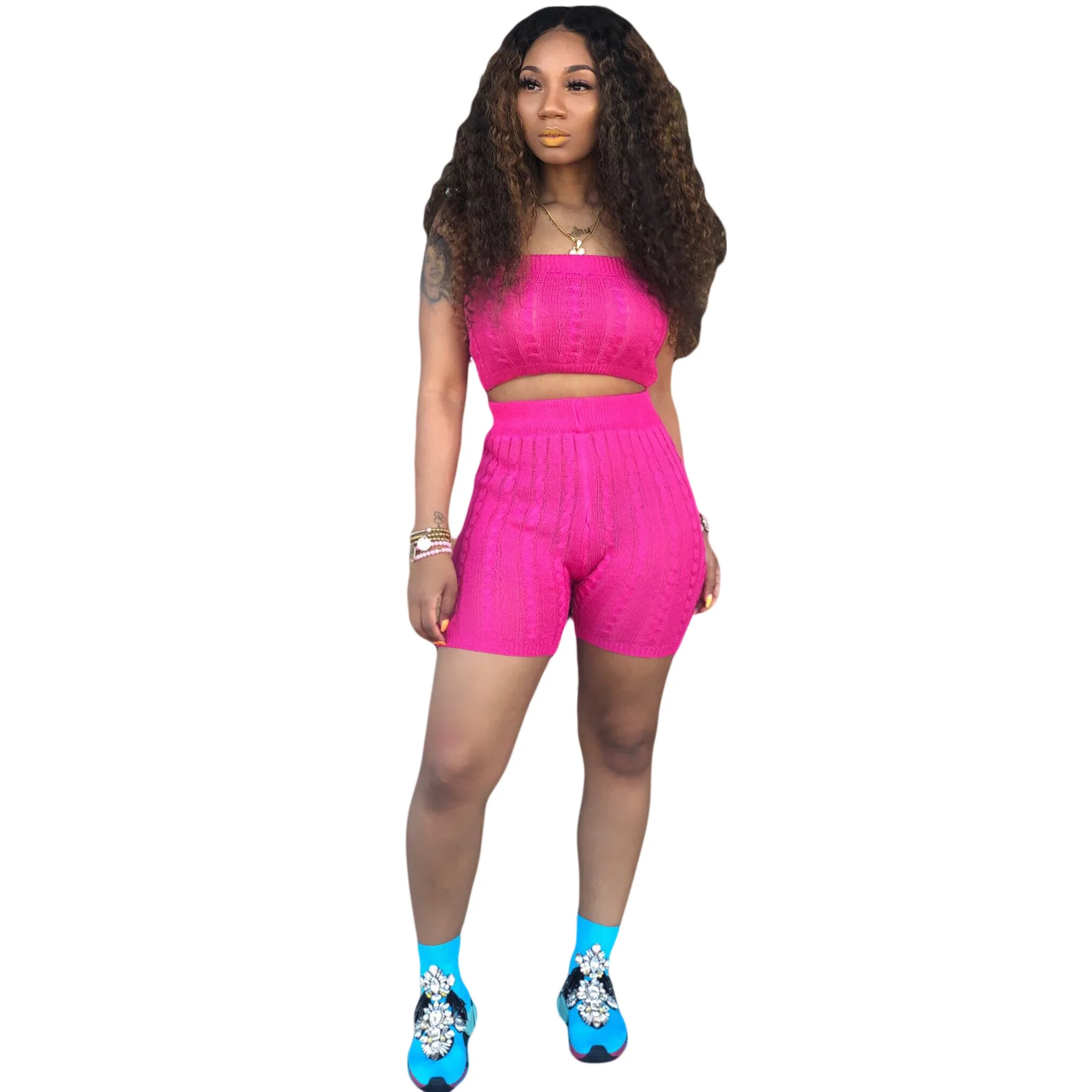 Повседневный Женский комплект 2 шт. летний трикотажный одежды топ без рукавов и