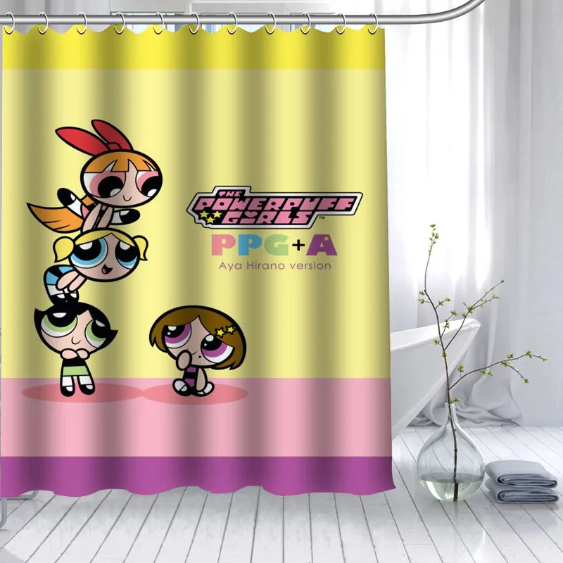 ShunQian Powerpuff девушки Перезагрузка занавеска из полиэстеровой ткани 12 крючков для ванной водонепроницаемый плесени доказательство занавес для ванной