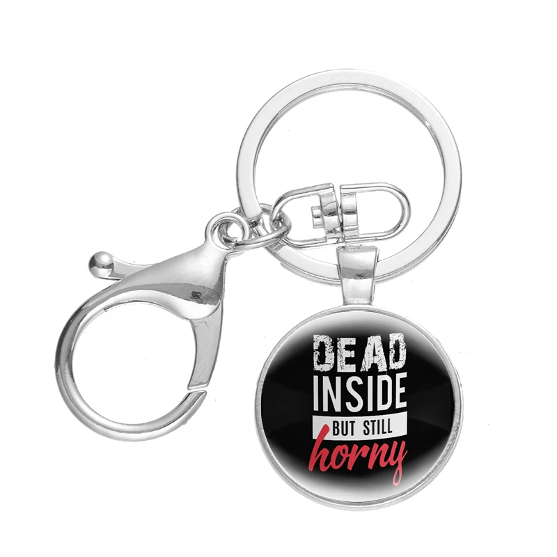 Брелок для ключей мужской трендовый с надписью Dead Inside подвеской-кольцом