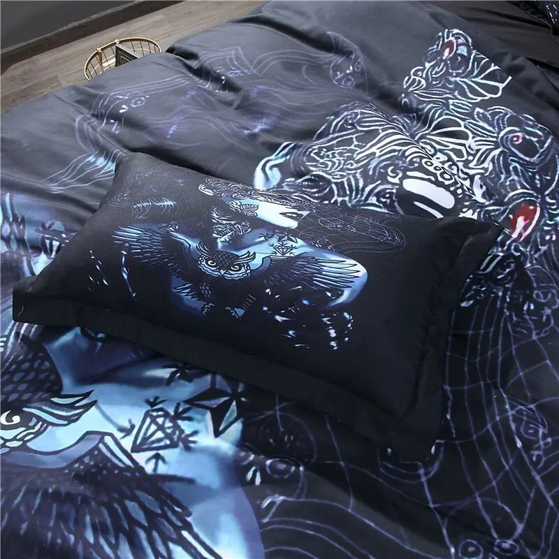 

Fashion 3d Beauty and Skull Digital Printing 100% Polyester Duvet Cover Sets 1 Quilt Cover + 1/2 Pillowcases US/EU Size