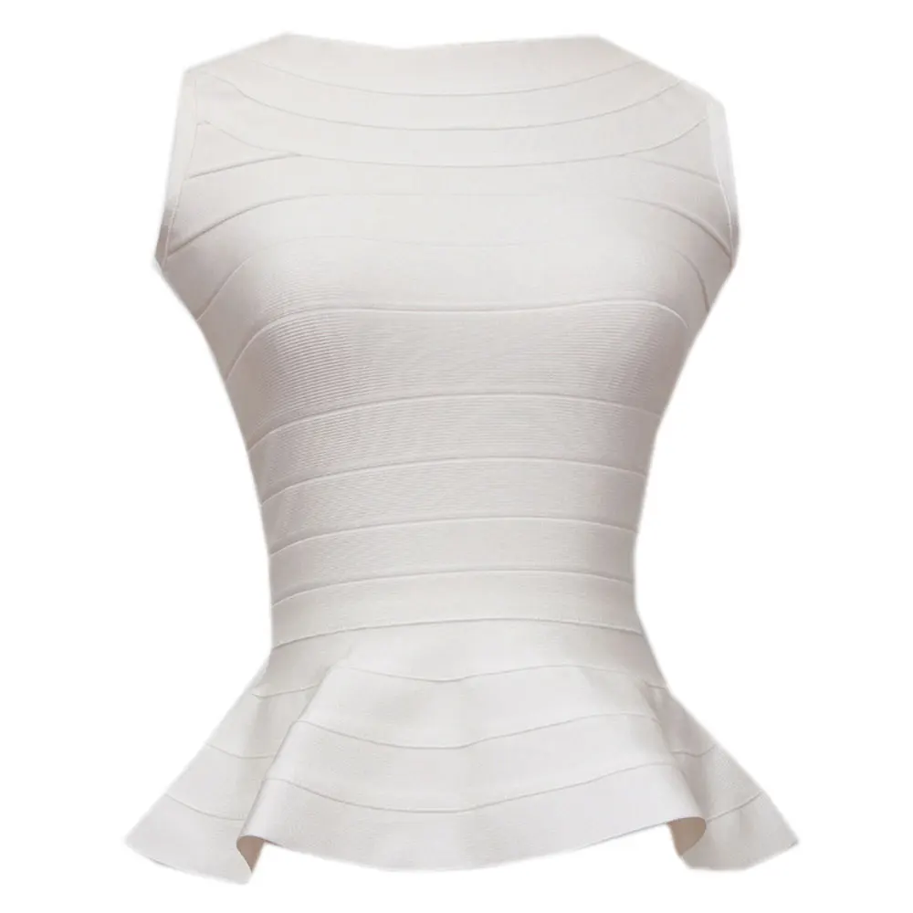 Женский эластичный Топ майка с баской красный бандажный топ рыбьим хвостом