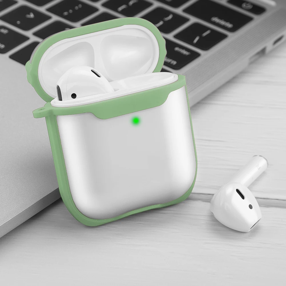 Green Чехол для Apple Airpods, прозрачный матовый чехол для наушников, аксессуары, беспроводной Bluetooth чехол для iPhone Airpods 2, чехол, сумка - Цвет: Green